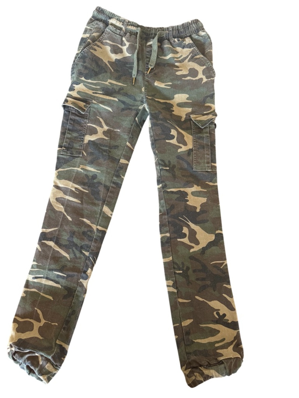 Camo Cargo Jogger Pants - Green Beige Urban Print